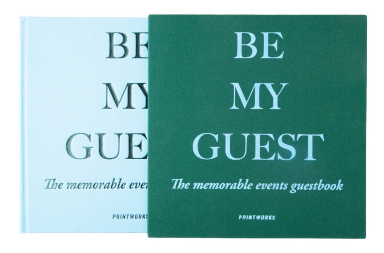 The PrintWorks Guest Book in Green and Blue is perfect for capturing cherished memories and enhancing your home decor, with a stylish hardcover design ideal for memorable events.