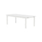 The HARBOUR OUTDOOR Pacific Aluminum Extension Dining Table in White features a rectangular design with four straight legs, crafted from powder-coated aluminum, and is displayed on a plain white background.