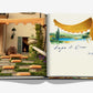 An open copy of Assouline’s *Passalacqua: A Love Letter to Lake Como* shows villa stone steps with cushions on the left page and an illustrated Lago di Como scene with estate text on the right.