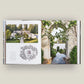 An open book, Pietro Cicognani: Architecture and Design by Common Ground, displays garden architecture; the left page presents a house, landscape plan, and drawing evocative of country houses, while the right page features a garden path through a stone archway framed by greenery—capturing the refined style showcased in Cicognani’s monographs.