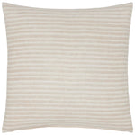The Chavi Sand Pillow by John Robshaw features beige and white horizontal stripes inspired by Indian block prints, displayed against a white background.