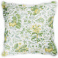 The Matouk Pomegranate Bedding Collection, Citrus features a square pillow made from OEKO-TEX® Standard 100 certified Egyptian cotton percale, in white with a green and yellow botanical and pomegranate print.