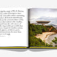 The Assouline Rio De Janeiro book shows a quote about the city on the left page and, on the right, an image of Copacabana beach with a modern round building and distant mountains.