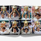 The Assouline book "Federer" presents a visual biography, featuring images of tennis legend Roger Federer proudly holding trophies across different years.