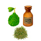 Illustration of bergamot, green tea leaves, and a bottle labeled "Musk" beneath the text "Baobab Collection Rainforest Amazonia Candle" with a subtitle "Bergamot - Green Tea - Musk".