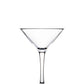 A clear, empty martini glass with a wide rim and long stem from the Revel Acrylic Drinkware Collection by Bold is centered on a white background.