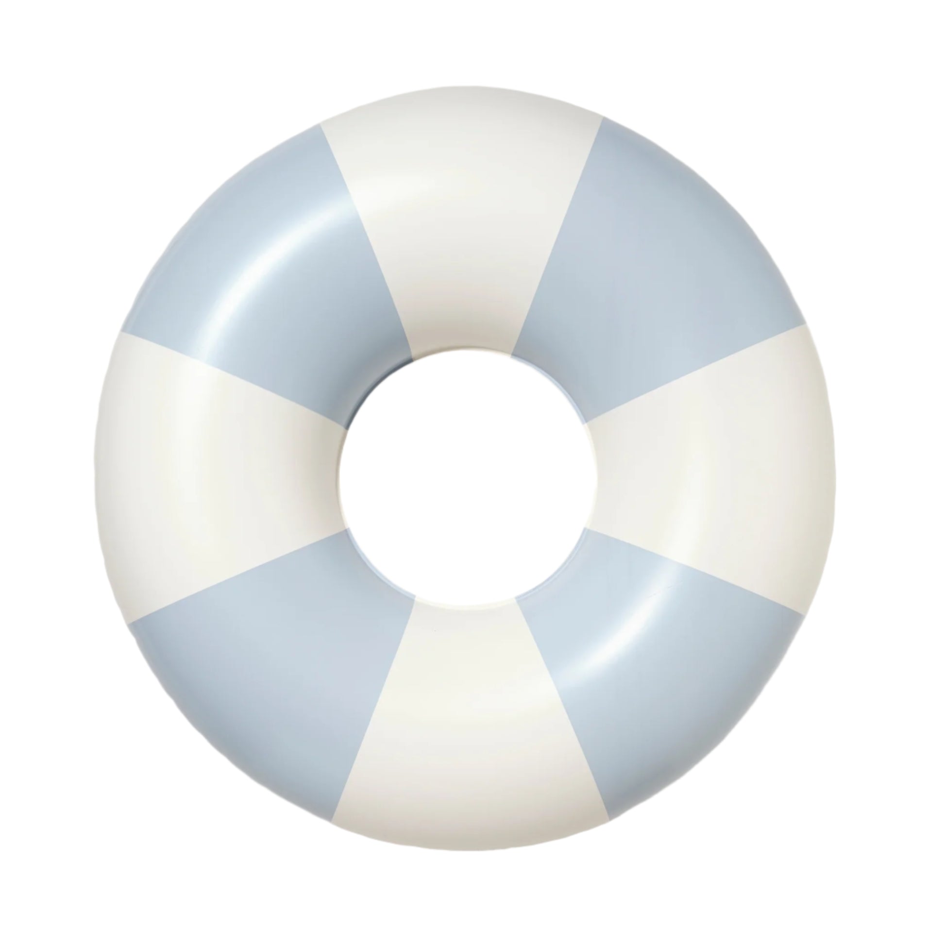 The Sunnylife Poolside Tube Float Duck Egg Blue, a blue and white striped inflatable swim ring, is pictured against a plain white background.