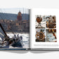 The open book "Saint Tropez Yachting" by Assouline displays a vivid Mediterranean sailing scene, featuring a yacht gliding through azure waters on the left page and detailed maritime equipment from the Voiles de Saint-Tropez on the right.