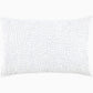 Hand-Stitched Bedding Collection by John Robshaw: Rectangular white pillow featuring a pattern of small, evenly spaced dark blue dashes across the entire surface, reminiscent of a hand-stitched coverlet and crafted from soft cotton voile.