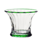 The Siena Mini Vase/Sorbet Dish Collection by William Yeoward Crystal features clear glass bowls with flared rims, vertical grooves, a classic fluted design, and green accents on the rim and base.