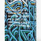 The book cover of "Street Art Icons: Wynwood Walls" by Assouline showcases abstract blue and green graffiti designs, highlighting Wynwood Walls as a top street art destination and symbol of urban renewal.