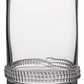 The Juliska Dean Drinkware Collection features a clear, cylindrical double old fashioned glass with a textured patterned band near the base, displayed on a plain white background.