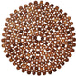 The Kim Seybert Bamboo Round Placemat features circular bamboo pieces in a geometric spiral, ideal for outdoor table décor or adding flair to formal settings.