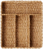 The Palmer Natural Flatware Holder by Blue Pheasant features four compartments in a square design. Made from natural wicker, it adds an earthy touch and is perfect for organizing essentials.