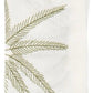 Elevate your coastal dining table with the Kim Seybert Palm Coast Napkin Set—white napkins featuring green embroidered palm fronds, neatly folded for a refined touch.
