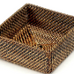 The Calaisio Cocktail Napkin Holder Collection features a square, woven wicker holder with raised sides, an open top, and a diagonal base pattern for an eco-chic touch that brightens your space.