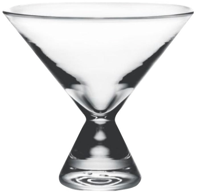 The Simon Pearce Westport Martini Glass features clear glass with an inverted cone top and a smaller matching base, giving a modern update to the classic martini glass design.