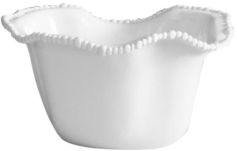 The Vida Alegria Melamine Ice Bucket by Beatriz Ball features a wavy, ruffled edge and beaded rim—luxury melamine from the Alegria Collection, shown on a plain background.