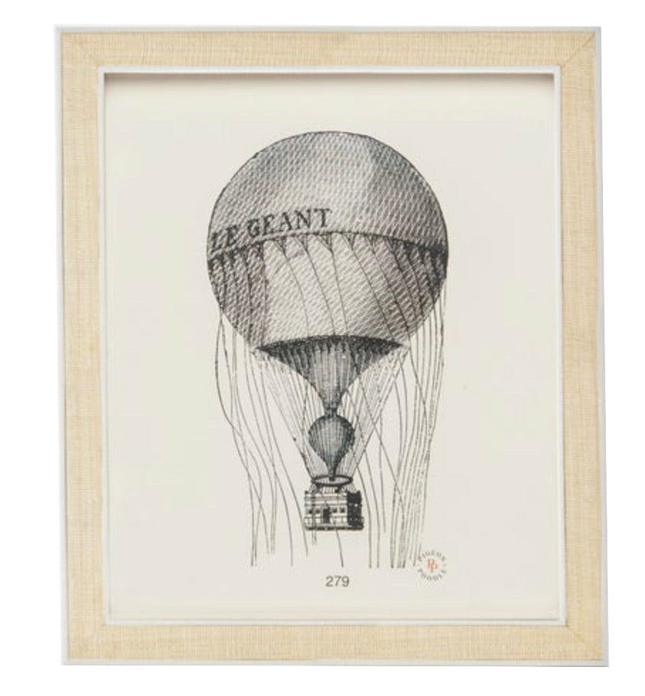Vintage hot air balloon illustration in a Pigeon & Poodle Aberdeen frame.