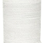 The Dalton Bath Collection by Pigeon & Poodle features a cylindrical white container with a textured, woven-like surface and a slightly flared base, showcasing detailed craftsmanship.