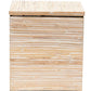 The Kona Bath Collection storage box by Pigeon & Poodle features a square wooden design with a hinged lid, light wood finish, and striped texture—an ideal accent to bring island-inspired charm to your space.