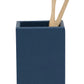 The Dannes Bath Collection by Pigeon & Poodle features a monochrome blue square toothbrush holder with two bamboo toothbrushes—an elegant bathroom essential.
