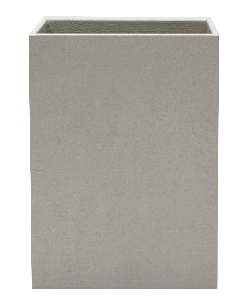 The Dannes Bath Collection by Pigeon & Poodle features a light gray rectangular planter box with smooth surfaces, an open top, and a subtle monochrome finish resembling faux waxed Belgian linen.