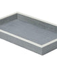 The Maranello Bath Collection tray by Pigeon & Poodle is a rectangular gray painted wood tray with a white rim, displayed on a white background.