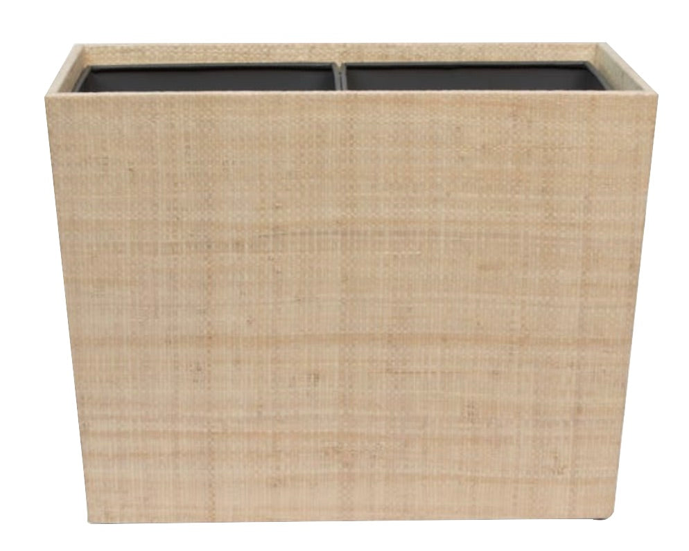 Rectangular beige woven grass basket from the Ghent Bath Collection by Pigeon & Poodle, featuring two inner compartments—ideal for bringing seaside-chic style to your space.