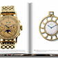 An open book curated by Nicholas Foulkes displays two exquisite timepieces: on the left, a gold Patek Philippe watch from 1941, and on the right, a circular gold Cartier watch from 1943. "The Impossible Collection of Watches (2nd Edition)" by Assouline features intricately designed watches.