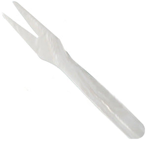 The Seashell Fork, Small by Be Home is a stainless steel, two-pronged fork with a short handle—ethically sourced and ideal for serving or carving food at your next cocktail party.