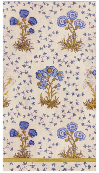 Caspari Semis de Fleurs Blue, Guest Towels