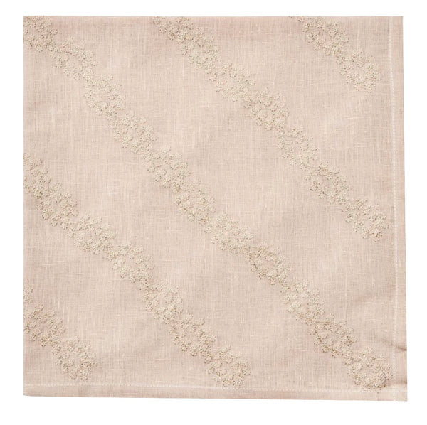 Vine Embroidered Napkin Set of 4, Taupe/Gold