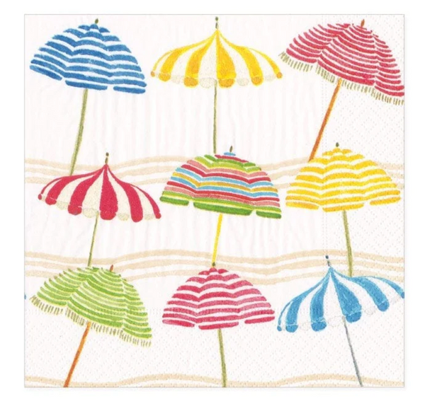 Caspari Beach Umbrellas Cocktail Napkins