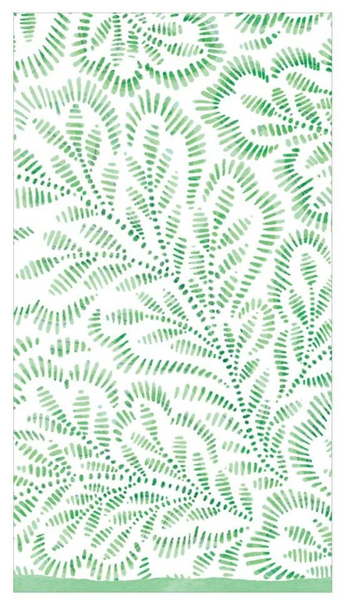 Caspari Block Print Leaves Paper Guest Towel Napkins in Green