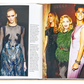 Open fashion book highlighting Italian luxury: a model on the left in a detailed dress and three women posing together at an iconic Gucci event on the right, featured in the "Little Book of Gucci" by Graphic Image.
