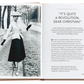 The open pages of the Little Book of Dior by Graphic Image feature a black-and-white photo of a woman in a chic ensemble on the left, accompanied by text on the right that discusses Christian Dior's Parisian haute couture and his groundbreaking new look silhouette.