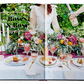 A table set for a meal showcases flowers, dishes, and glasses next to a served bottle with the text "Roses & Rosé." Get perfect party inspiration from Graphic Image's Celebrate Rose, featuring delightful pink wine rosé cocktails.