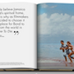 An open book depicting a couple on the beach in an iconic location, featuring James Bond Destinations by Assouline.