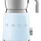 Retro-style Smeg SMEG Milk Frother Collection with a stainless steel carafe on a white background.
