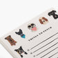 The Dog Days Notepad by Rifle Paper Co. features "THINGS TO FETCH" and cute dogs in sunglasses and bandanas, offering convenient tear-off sheets for jotting daily to-do lists.