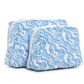 The Luxe Gloss All Heart Blue Travel Set by TRVL Design features two upright zippered pouches in blue floral and vine prints on white—one larger than the other—making a stylish, practical wash bag duo for travel.
