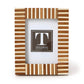The Stacks Mini Frame Collection by Two's Company features a rectangular photo frame handcrafted from quality mango wood with alternating light and dark wood strips, and comes with a placeholder image pre-inserted.