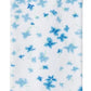 The folded white Betty Floral Scallop Bath Towel from Weezie Towels features a blue floral motif and scalloped trim, combining elegance and luxury in every detail.