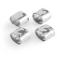 Four oval silver Michael Aram Reflective Napkin and Napkin Ring Gift Set napkin rings with a reflective, hammered finish, perfect for pairing with cotton napkins.