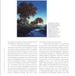 A magazine page from Rizzoli’s *The Great American House* features text on home and art, with a small color painting of a tree and house—highlighting elements of classical architecture—near the top right, all bordered by white margins and set against a light brown background.