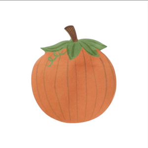 An illustration of the Pumpkin Sticky Notes by Rifle Paper Co. features an orange pumpkin with a brown stem and green leaves on a white background, creating a charming and festive addition to your desk.