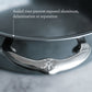 Close-up of a Hestan NanoBond Titanium Ultimate Cookware 10-Piece Set handle with engraved logo, showcasing the sealed rim and ProCore aluminum core that prevent exposed aluminum, delamination, or separation.