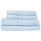 Experience the Cinde Bedding Collection by John Robshaw, a neatly stacked set of light blue and white organic bed sheets featuring a repeating leaf pattern design in a subtle Light Indigo hue inspired by classic Cinde print artistry.