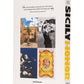 The back cover of Assouline’s "Sicily Honor" coffee table book features a quote, three Sicily travel photos, and an ornate label, while the spine displays the title and author.
